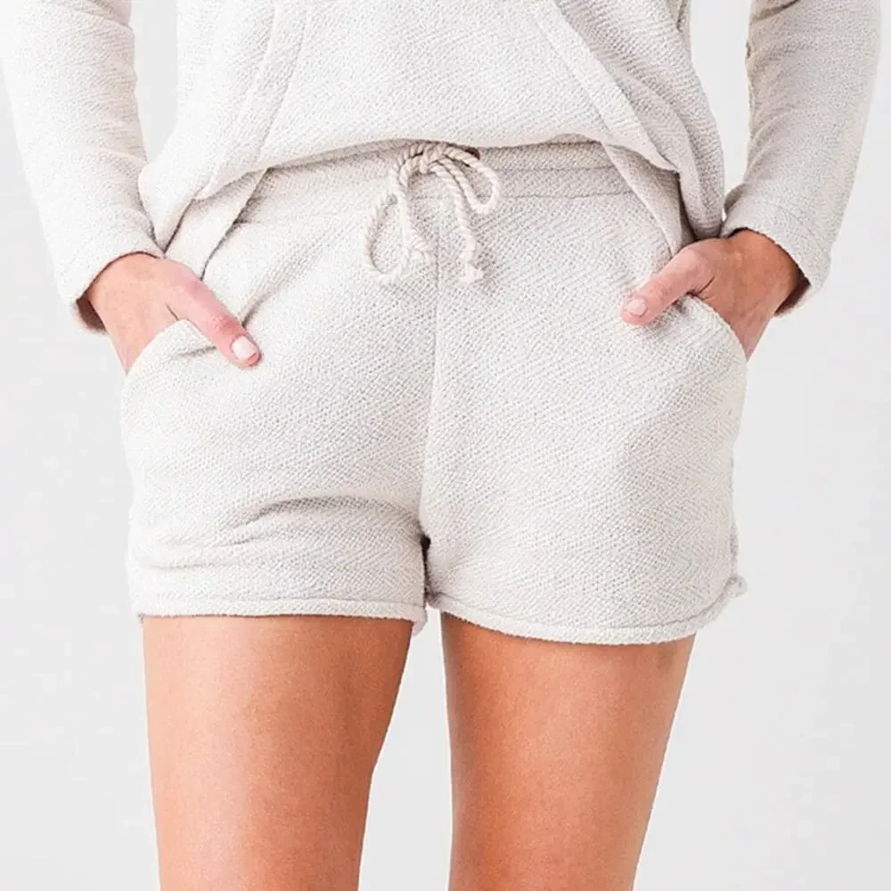 Faherty Cotton Textured Drawcord Waist Sweat Shorts Cream XS - Picture 2 of 9